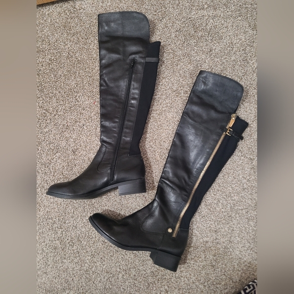 Calvin Klein Gladys Over The Knee Leather Stretch Panel Zipper Riding Boots - Picture 3 of 6